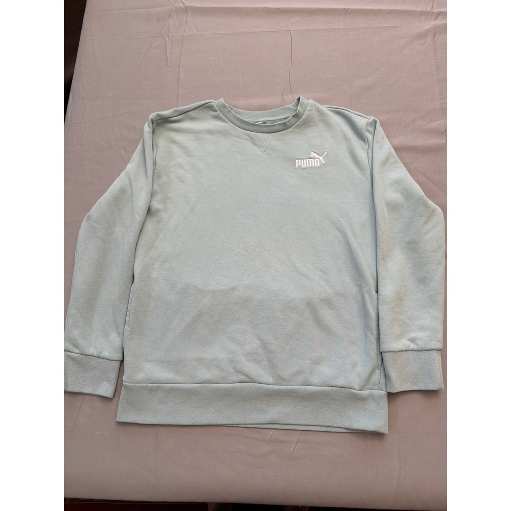 Puma Womens Crewneck Sweatshirt Light Blue Long Sleeve Pullover 1741336